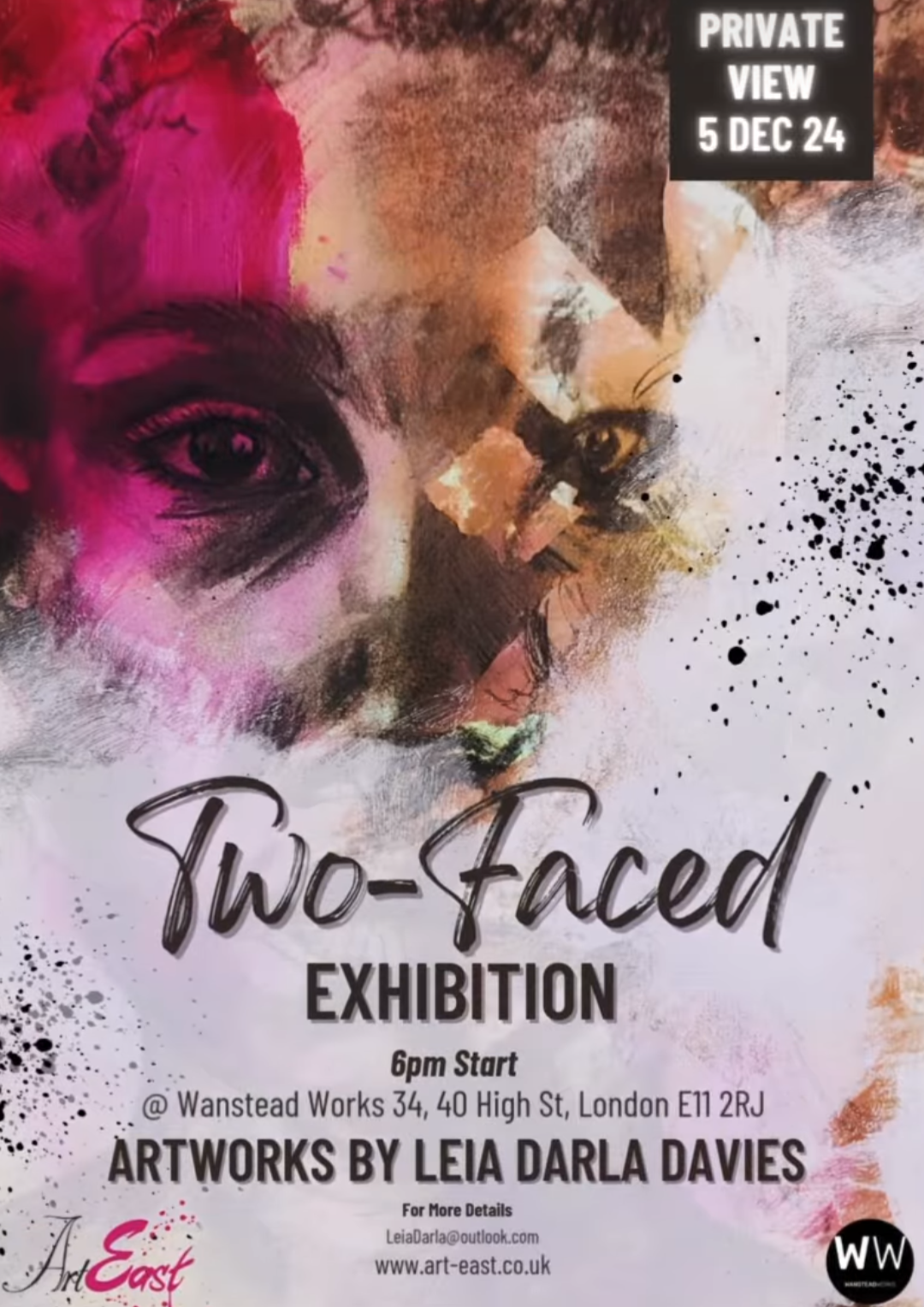 Two-Faced - Solo Show - Artwork by Leia Darla Davies - 5th December 2024 - Tickets